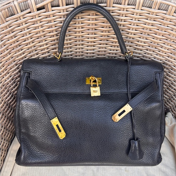 Hermes Handbags - Authentic HERMES KELLY 35 taurillon black leather gold hardware